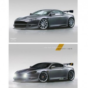 A V8 Vantage before and after.

Made it into an magazine ad, adding some graphics and a slogan which I believe defines Aston Martin.  I made up the