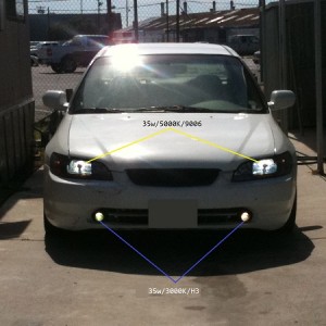 1999 Accord sedan with 9006 5000K & H3 3000K Projector Fog Lights