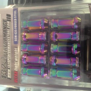 Neo Chrome extended lug nuts