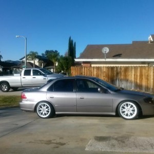 side view of the white rims