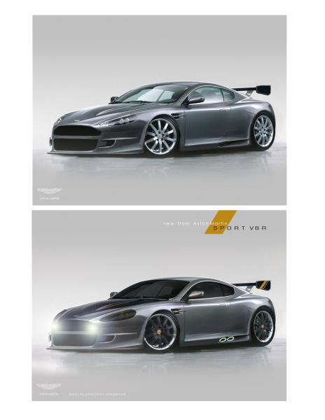 A V8 Vantage before and after.

Made it into an magazine ad, adding some graphics and a slogan which I believe defines Aston Martin.  I made up the