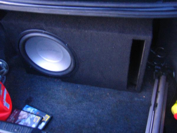 January 2009.

Elemental Designs 16ov2 sub. 2.5 cubic foot net box, tuned to 30hz. 750 watts rms from a Elemental Designs Nine.1