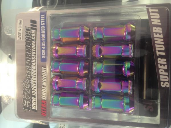 Neo Chrome extended lug nuts