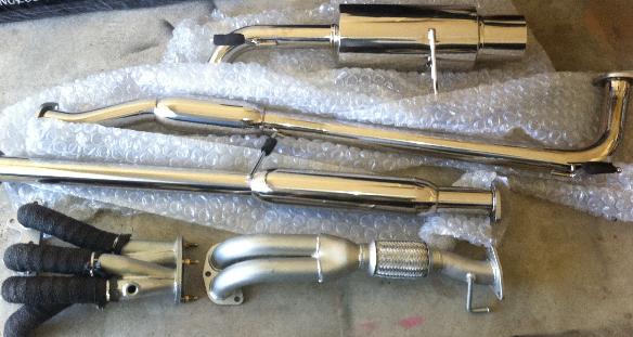 Racing header & downpipe + exhaust system before installed