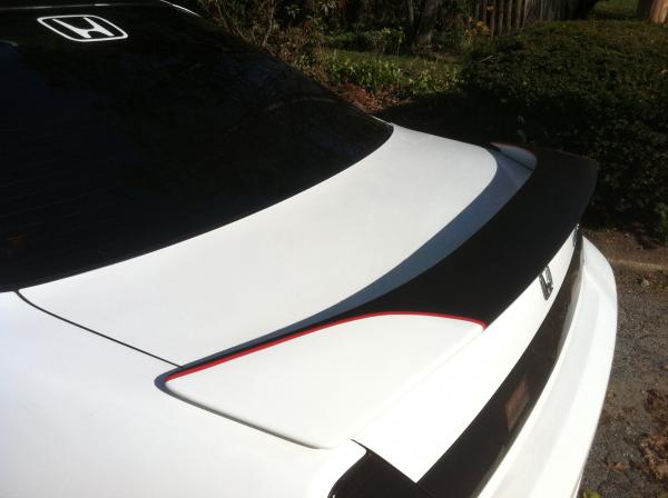 Two tone spoiler with red pinstripe