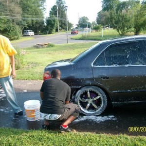 washing her down