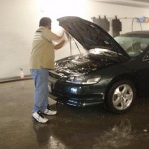 Washing out the engine bay.
**Do not do this unless you know what you are doing otherwise the car won't start.**