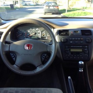 Interior with TL Type-S wheel, red H emblem, and S2000 style shift knob with suede boot