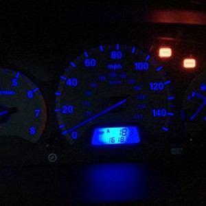 Custom blue instrument panel lights and needles