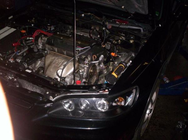During the swap. The H22 was in at this point.