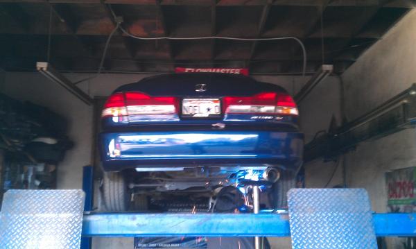 Getting her exhaust fitted
