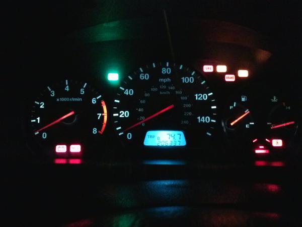 My fully led upgraded cluster high beams n turn signal arrows also led, all lights led color matched with original gauge films to give that extra pop!